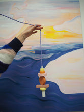 Charger l'image dans la galerie, Lampe baladeuse upcyclée -Bois coloré et cable torsadé
